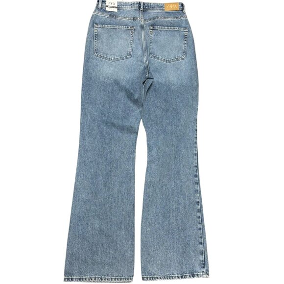 Zara High Rise Button Fly Blue Jeans - Picture 3 of 8